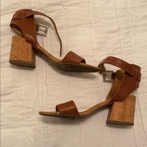 Franco Sarto Tan & Cork Heels